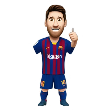 Lionel Messi happy with thumbs up sticker