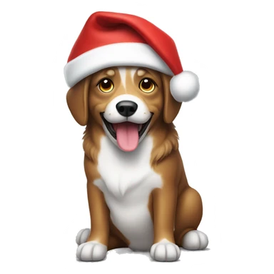 A happy dog with a Santa hat on sticker