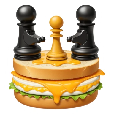 Chess pieces boxing on an egg sandwich sticker