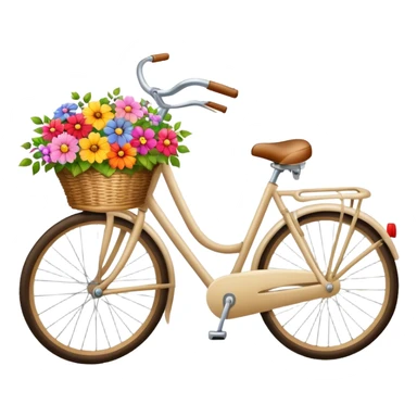 Vintage beige bike with a basket and flowers  sticker