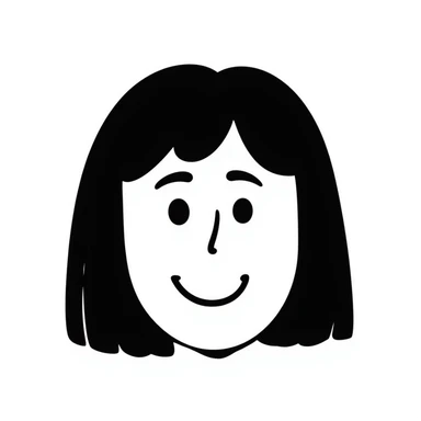 cute girl face, hand-drawn doodle style, simple lines, smiling sticker