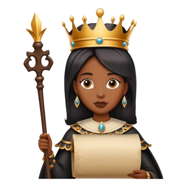 Crowned black queen holding a scroll sticker