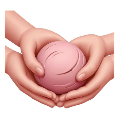 two hands kneading a small pink ball of clay in a prepping manner sticker