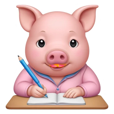 A pig writing something  sticker