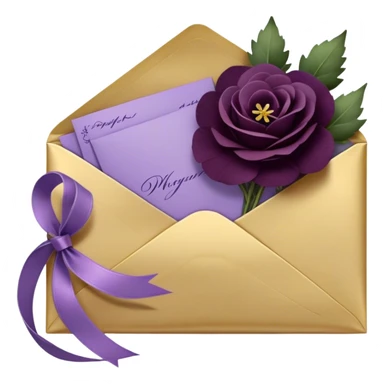 Beneath the soft light of a silver crescent moon, a bundle of handwritten letters lies wrapped in a velvety plum ribbon, adorned with a delicate sprig of lavender and a scattering of bruised violet pansies. A faded mauve rose and a deep purple peony, their petals gently curling at the edges, rest beside an ornate heart-shaped trinket, whispering tales of love lost and found. Golden stars twinkle faintly, reflecting off the wax-sealed envelopes, as if they, too, are enchanted by the lingering emotions woven into each word. sticker