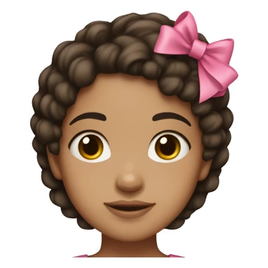 Lightskin girl with darkbrown hair with pink bow sticker