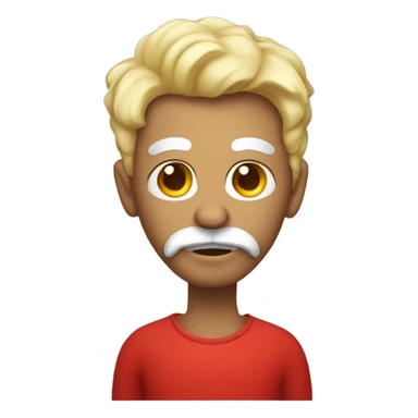 red devil with white horns, mustache and short hair sticker