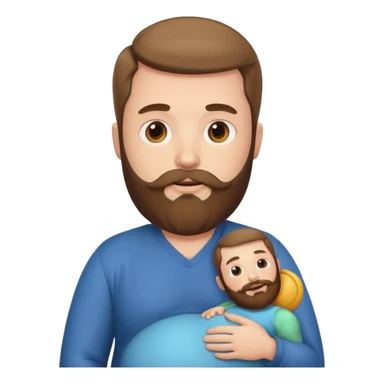 Pregnant man with beard sticker