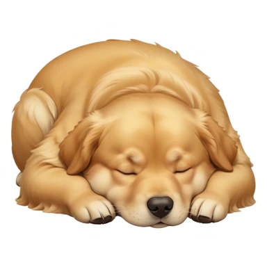 Cinematic Meme-Worthy Chubby Sleeping Golden Retriever Portrait Emoji, Head resting peacefully with a contented smile, showcasing a delightfully chubby build and a luxuriously soft golden coat, eyes shut in a serene nap, Simplified yet hilariously adorable features, highly detailed, glowing with a soft, drowsy light, high shine, relaxed and utterly lovable, stylized with an air of playful laziness, bright and heartwarming, soft glowing outline, capturing the essence of a comically sleepy companion, so meme-worthy it feels like it could instantly become the next viral sensation of adorable slumber! sticker