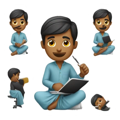 a bengali man editing videos wearing lungi sticker