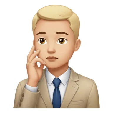 A business professional gazing upward with a pensive expression, one hand on chin, lost in thought sticker