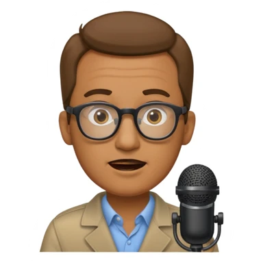 Hombre moreno con gafas emitiendo en una emisora de radio sticker