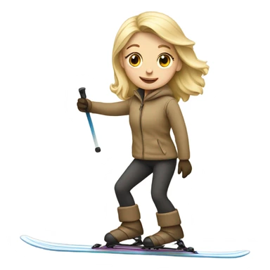 blond girl on a beige skis sticker