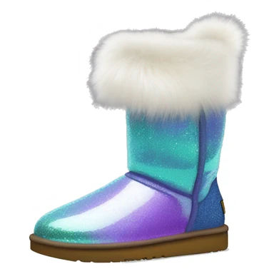 Realistic iridescent Sparkle glitter and fur Ugg boots. sticker