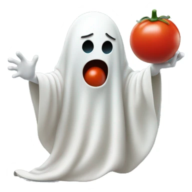 Cute Ghost throwing tomato in hand sticker