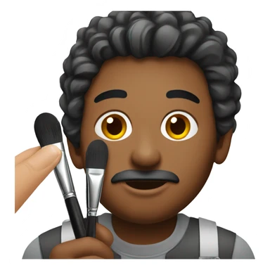 Male makeup artist holding makeup brush sticker