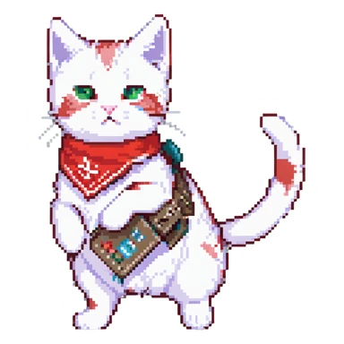 a little cat with two lm249's and a red bandana, he's just blasting!
 sticker