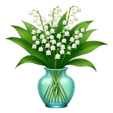 bouquet of light blue lily of the valley in a green glass vase  sticker