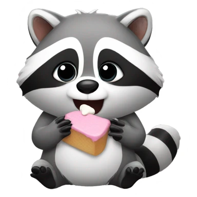 Cute raccoon eating a marshmallow  sticker