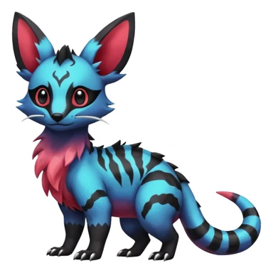 Rare exotic cute gothic colorful Salandit-Eevee-Civet-species-Fakemon-hybrid-creature, with markings, full body sticker