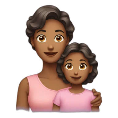 mother and little daughter sticker