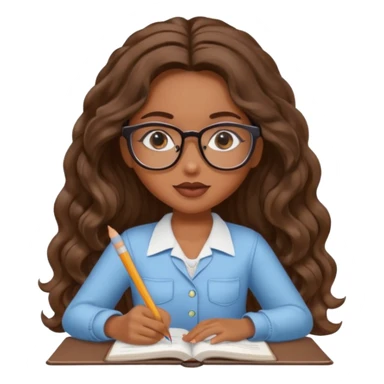 a pretty bratz brown girl with long wavy hair studying sticker