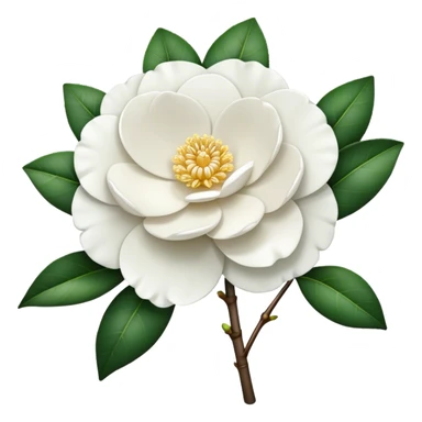 single White Camellia, straight stem sticker
