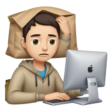 meme of tired person at computer  sticker