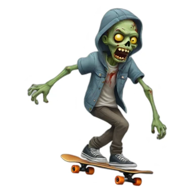 skateboarding zombie sticker