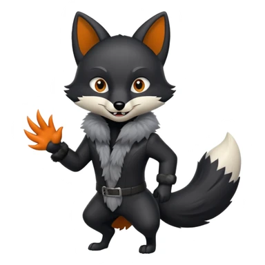 Black fox attacking sticker