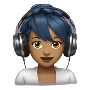Rihanna wearing headphones vibing to the music sticker