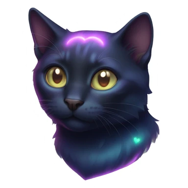 Dark iridescent cat heart glowing sticker