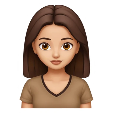 ipretty bratz emoji of alia bhatt wearing a V neck brown tshirt. She should look like Alia Bhatt sticker