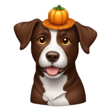 A chocolate doodle dog with a jack on lantern on its head sticker
