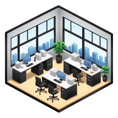 office room of designers isometric sticker