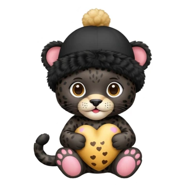 A black jaguar wearing a baby hat sticker