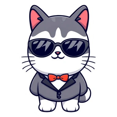 Tuxedo Cat with sunglasses sticker