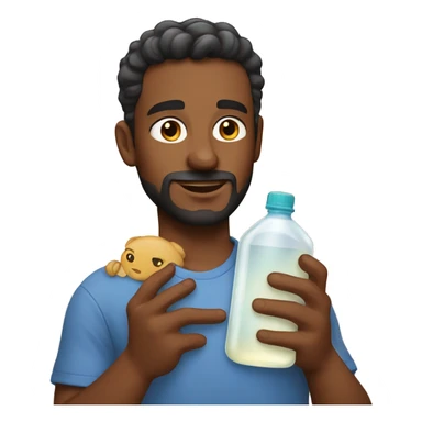 a man holding baby oil sticker