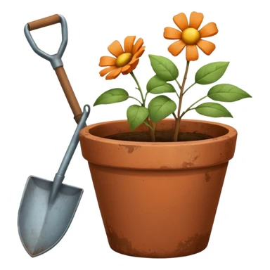 flower pot and shovel sticker