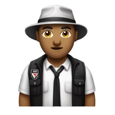 Ladrón con camisa de rayas blancas y negras antifas y gorra negra sticker