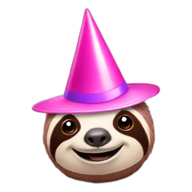 Pink sloth with party hat sticker