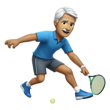 Gray haired man with no beard with a knee brace playing tennis like a pro sticker