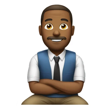 professional emoji sittin on a benc sticker