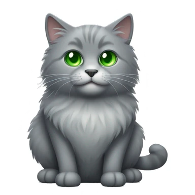 fluffy grey cat with green eyes sticker