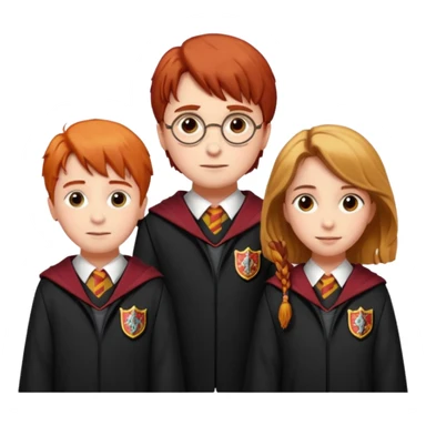 harry potter, ronald weasley and hermione granger in gryfinndor uniform sticker