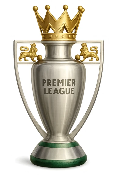 Фотореалистичный и изометричный кубок Premier League, объемный чуть слегка рисованный стиль, прозрачный фон sticker