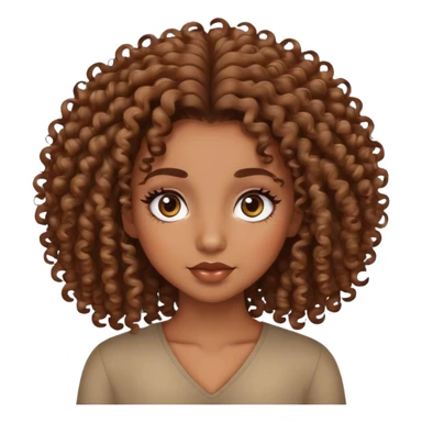 brown skin color girl, curly hair, long lashes sticker