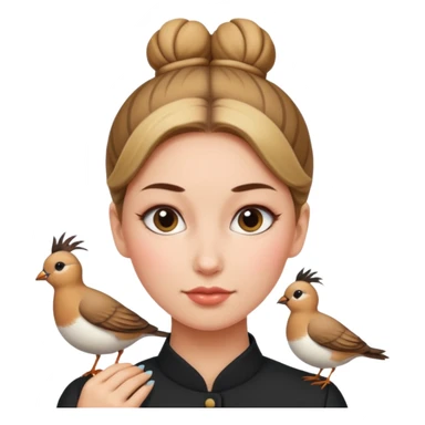 Woman shorting bird with a bun sticker