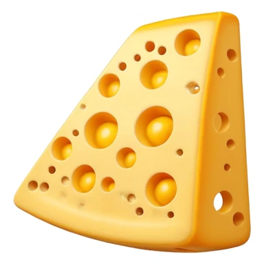 A 3D cartoon cheese wedge with holes, bright yellow tone, Memoji-style. sticker