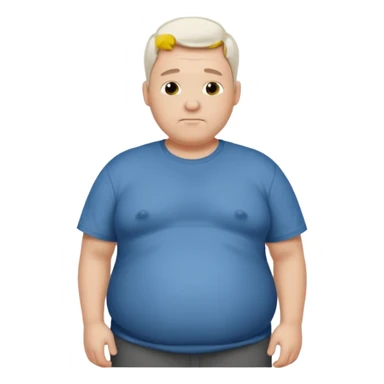 Male has bloated belly in t-shirt profile angle shot sticker